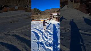 We tried snowskating 😆 snow skateboarding [upl. by Sivatnod]