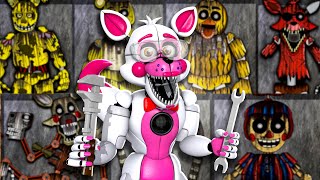 Repairing Every FNAF 3 Animatronic With Glamrock Chica And Funtime Foxy [upl. by Sower]