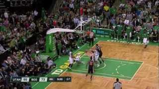 Gordon Hayward blocks backtoback dunk attempts vs Celtics Mar 28 2012 [upl. by Michelina]