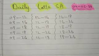 Daily Lotto SA Prediction for today 04062024 [upl. by Lunneta]