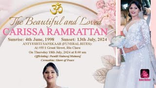 The Funeral Service Of Carissa Ramrattan [upl. by Iva]