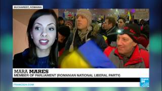 Romania Demonstrations quotits only natural for government to step down it has gone too farquot [upl. by Epilef]