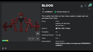 Claiming the BLOOD UGC Limited  Roblox [upl. by Idona494]