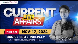 Daily Current Affairs LIVE 17 November  For Bank amp SSC Exams  By Shruthi  Veranda Race [upl. by Bernette]