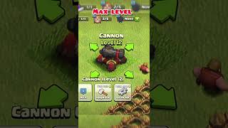 Cannon max level😱 youtubeshortsgameplay class of clan [upl. by Arat]