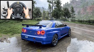 Forza Horizon 5 Paul Walker Nissan Skyline R34 GTR Steering Wheel  Shifter Gameplay [upl. by Nemzzaj474]