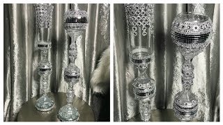 DOLLAR TREE DIY GLAM WEDDING CANDLE HOLDERS  VASES WEDDING SERIES PART 1 [upl. by Ahsieni378]