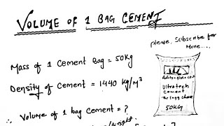 Volume of 1 Bag Cement How much CFT in One bag Cement Calculate Volume of One bag Cement  cement [upl. by Ahsiena]