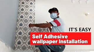 Self Adhesive Wallpaper Installation in Easy Steps  सेल्फ एडहेसिव वॉलपेपर कैसे लगाएं [upl. by Hortensa930]