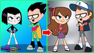 Teen Titans Go Glow Up Into Gravity Falls Characters  Cartoon Art Show [upl. by Rakabuba]