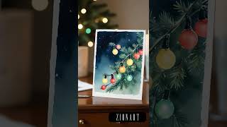 Pine Trees MASTERPIECE with Christmas Lights watercolor Painting [upl. by Bohannon7]