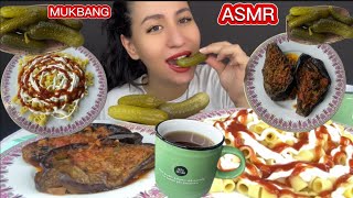 ASMR TURKISH FOOD KARNIYARIK MAKARNA TURŞU MUKBANG [upl. by Nesyt]