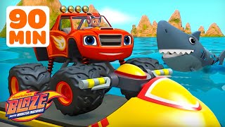 Blazes Shark Rescue and MORE Water Missions 🌊🦈 w AJ  90 Minutes  Blaze and the Monster Machines [upl. by Illib922]