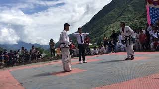 High altitude Taekwondo sparring in Nepal  Pokhara vs Baglung  Knockout kicks by Prabin Budha [upl. by Frazer]