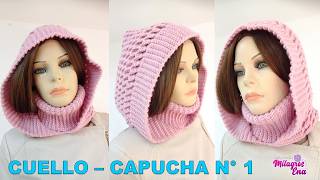 Cuello Capucha N° 1 tejido a crochet en punto panal de abeja en 3D paso a paso TODAS LAS TALLAS [upl. by Cyna]