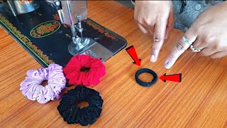 सिंपल Hair Rubber Band को बनाए और भी सुंदर  Scrunchie Make  How To Make A Fabric Hair Rubber Band [upl. by Etsirk]