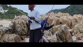 Old man showing how its done Plettenberg Bay shad fishing of the rocks towards Robberg [upl. by Idou]