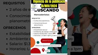 ✅ OFERTAS DE EMPLEO EN CALI HOY 🛑 shorts short Vacantes de empleo en Cali ⭐ [upl. by Ttergram620]