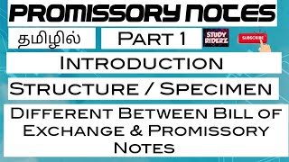 Introduction amp Structure of Promissory note Different between BOE amp Promissory notes in Tamil [upl. by Emiolhs]