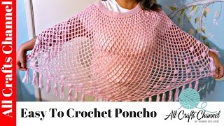 Easy to crochet poncho  Susbtitulos en español [upl. by Pegg]