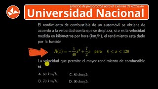 Examen Universidad Nacional  2024 Ejercicio tipo Examen de Admisión UNAL  Función Cuadrática [upl. by Relyat]