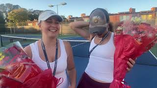 Scotts Valley’s Erin Szymanski left and Sofia Niklaus the SCCAL doubles tennis champs [upl. by Selmner659]