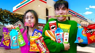 Eating Only GAS STATION FOOD for 24 Hours 🤮 [upl. by Crellen635]