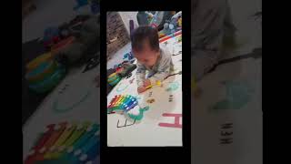 Baby getting frustrated playing the xylophone 🤣🥰 [upl. by Jaycee]