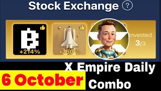 Stock Exchange Musk Empire Today 67 October  x Empire Stock Exchange Today  X Empire Combo [upl. by Ynaffyt305]