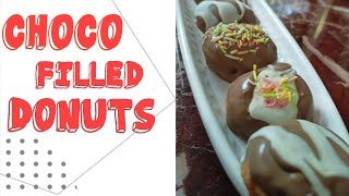 Choco filled donuts simple to make donuts at home with chocolate filling  eggless donuts [upl. by Danyluk379]