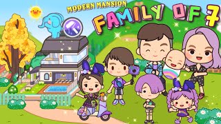 Miga World NEW UPDATE MODERN MANSION DECORATIONS FAMILY OF 7🏡👨‍👧‍👧NEW FURNITURE Miga town tocaboca [upl. by Relly]