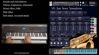 VG Jazz Tenor Saxophone sample library Aftertouch Mod Wheel Keyswitches Articulations Effects [upl. by Brandt]