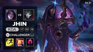 Jhin vs KaiSa ADC  KR Challegner  Patch 1421 Season 14 [upl. by Randene915]