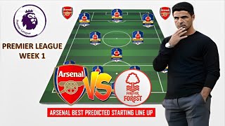 Arsenal vs Nottingham Forest  Arsenal Best Predicted Starting Lineup  Premier League 202324 MD 1 [upl. by Claudio109]