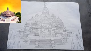 Shri ram mandir Drawing Outline Tutorial 😍 [upl. by Pacifica]