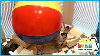 WORLDS LARGEST BEACH BALL Family Fun Activities for Children with Inflatable kids toys [upl. by Yim294]