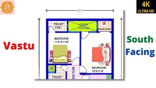 Vastu South Facing House Plan With Interior 25 X 44  1100 SqFt  122 SqYds  102 SqM [upl. by Clark]