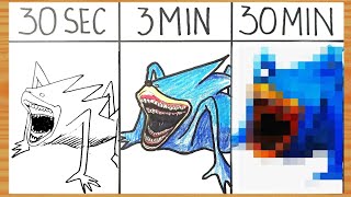 Drawing Shin Sonic Tapes in 30 Sec 3 Min and 30 Min  How to draw Shin Sonic Tapes [upl. by Ylim]