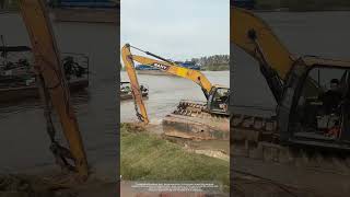 Floating Excavator Launching Process [upl. by Lucretia593]