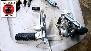 Ichiban Cafe Racer Part 20 How to install Sport Bike Rear Sets On a Vintage Motorcycle [upl. by Amasa]