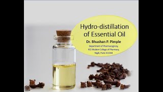 Hydrodistillation for Essential Oil Separation Dr Bhushan P Pimple [upl. by Eelannej]