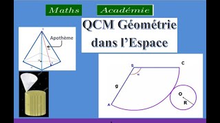 QCM Géométrie dans lEspace cône cylindre tétraèdre pyramide volume hauteur génératrice [upl. by Otina]