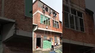 Decoration process of antiseepage mortar for the brick house exterior wall [upl. by Aicitan]