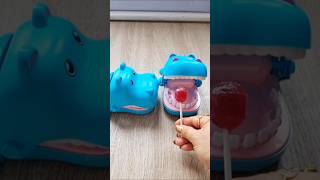 Hippo like strawberry 🍓flavor lollipop🍭 trendingtoys lollipop shorts [upl. by Reiniar]