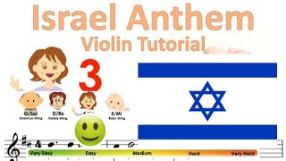 Anthem of Israel הַתִּקְוָה sheet music and easy violin tutorial [upl. by Leugimsiul]