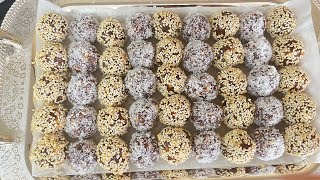 Date Balls with Tahini and Walnuts كرات التمر بالطحينية والجوز وصفة الطاقة اعتمدوها في شهر رمضان 🌙 [upl. by Rhiana]