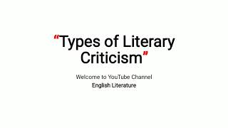 Types of Literary Criticism  Types of Literary Criticism English Literature Urdu Hindi [upl. by Elnora]