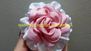 Como Hacer rosas de Listón How to make flower Diy [upl. by Einahpit738]