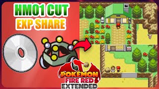 COMO PEGAR O HM01 CUT E O EXP SHARE  POKÉMON FIRE RED EXTENDED HACK ROM [upl. by Ssor]