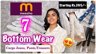 Meesho bottom wear haul 😍 Cargo jeanstrousersPantsJeans  Meesho Jeans Haul  Try on Haul [upl. by Kisung]